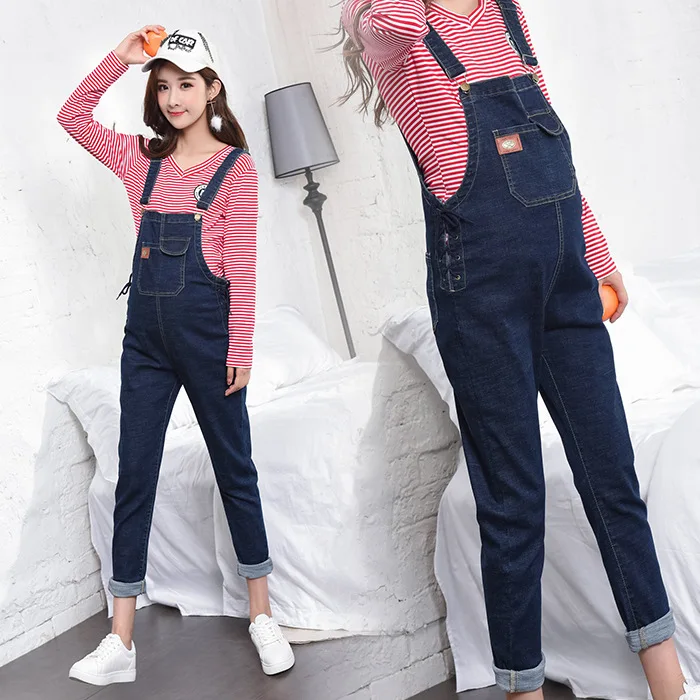 Maternity overalls 2019 spring autumn jumpsuits loose cotton plus size maternity trousers Pregnant women jeans bibs pants