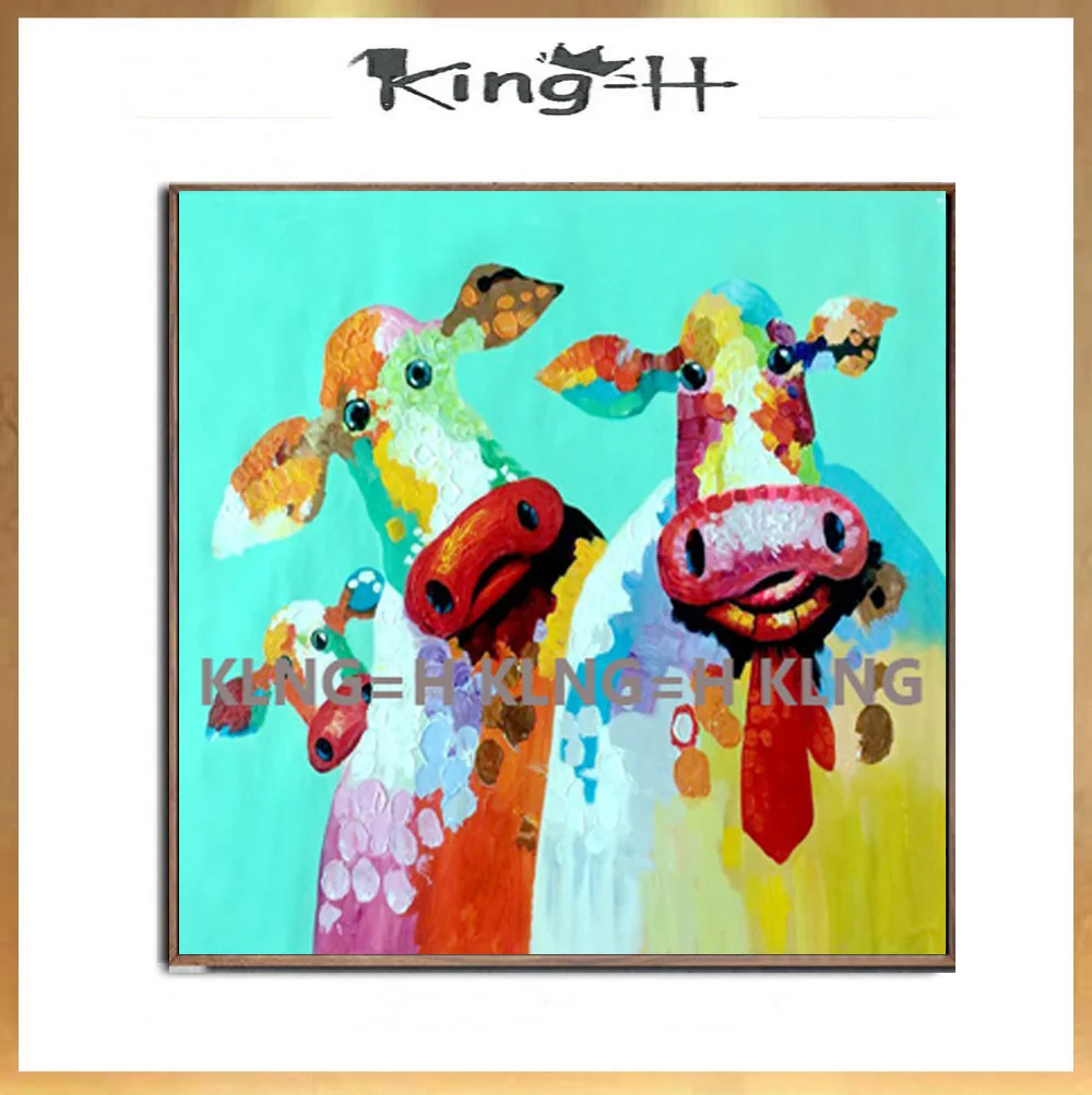 

Hand-painted works of high quality modern wall art posters couples ox animal paintings hang a picture to decorate a room