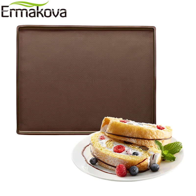 

ERMAKOVA Silicone Cake Pan Nonstick Bakeware Baking Mould Swiss Roll Cake Mat Baking Tray Silicone Cookies Mold