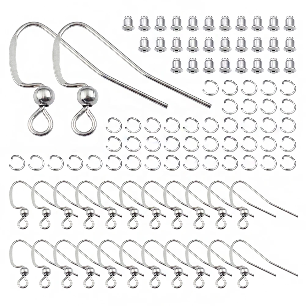 100pcs 316 Surgical Stainless Steel Earring Clasps Fish Hook Dangler DIY Drop Earring Base Findings For Jewelry Making Supplies