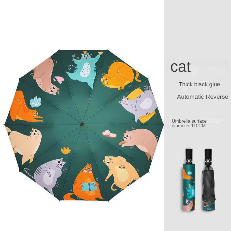 Cartoon Full-automatic Inverted Umbrella 10ribs Rain&sunreverse Car Using Umbrella Strong Parapluie Fille