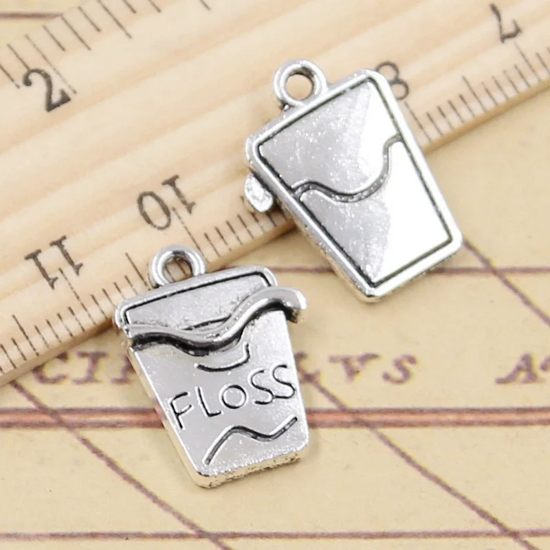 10pcs Charms Cleaning Floss 19x14mm Tibetan Silver Color Pendants Antique Jewelry Making DIY Handmade Craft