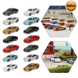 Evemodel 50pcs HO Scale Model Plastic Cars Vehicles 1:87 Building Train Scenery C100