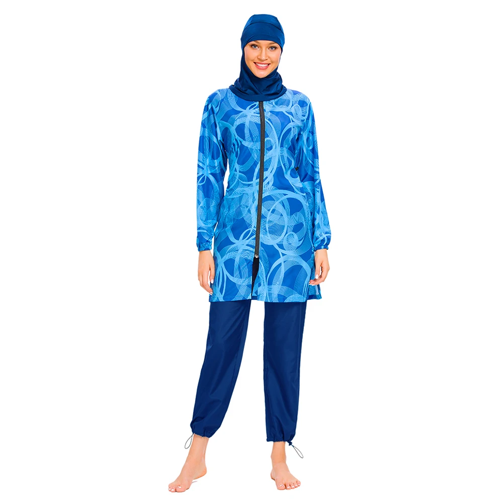 

3pc Muslim Women Burkini Print Hijab Swimwear Modest Swimsuit Conservative Maillot De Bain Femme Musulman Bathing Suit Beachwear