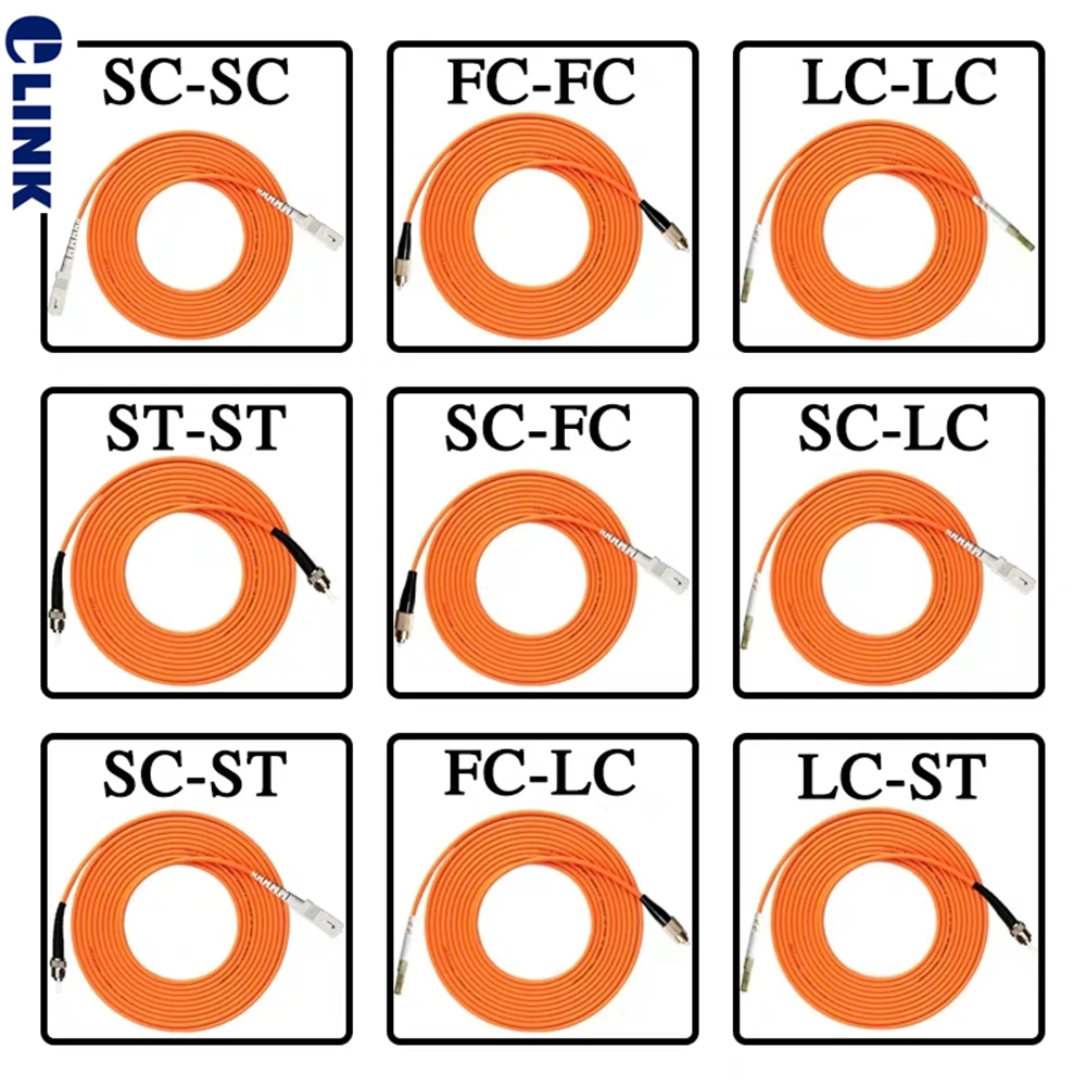 Simplex fiber optic cable, 10PCs, OM1, LC-LC-SC-FC-FC-FC-FC-St 62.5/125um, 1 2 3 5 7 10m FTTH jumper, free shipping, il 0.3db