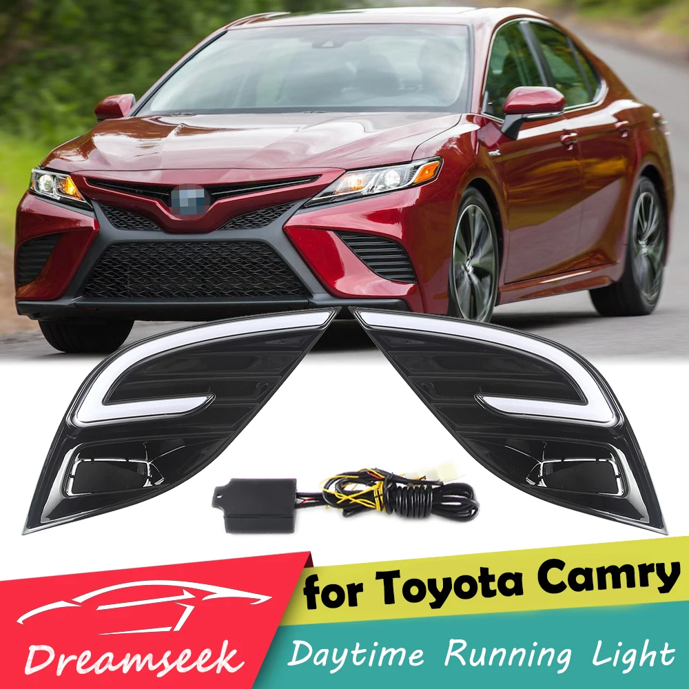 DRL Day Light for Toyota Camry XV70 SE XSE 2018 2019 2020 LED Daytime Running Light Fluorescent Design with Turn Signal