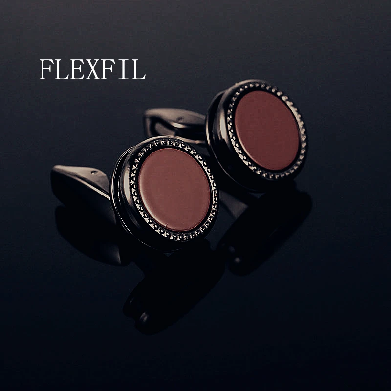 FLEXFIL Luxury shirt cufflinks for men's Brand cuff buttons cuff links gemelos High Quality round wedding abotoaduras Jewelry