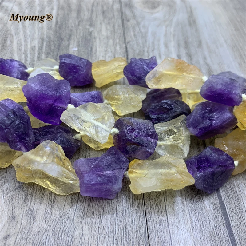 Natural Raw Amethysts Citrines DIY Necklace Bracelets Earrings Crystal Nugget Loose Beads For Jewelry Making MY210662