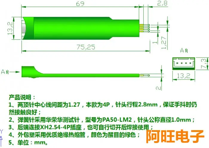 Imagem -02 - Agulha para Teste e Programação de Escrita Sonda de Pinos de Mola 1.27 mm p 1.27 p