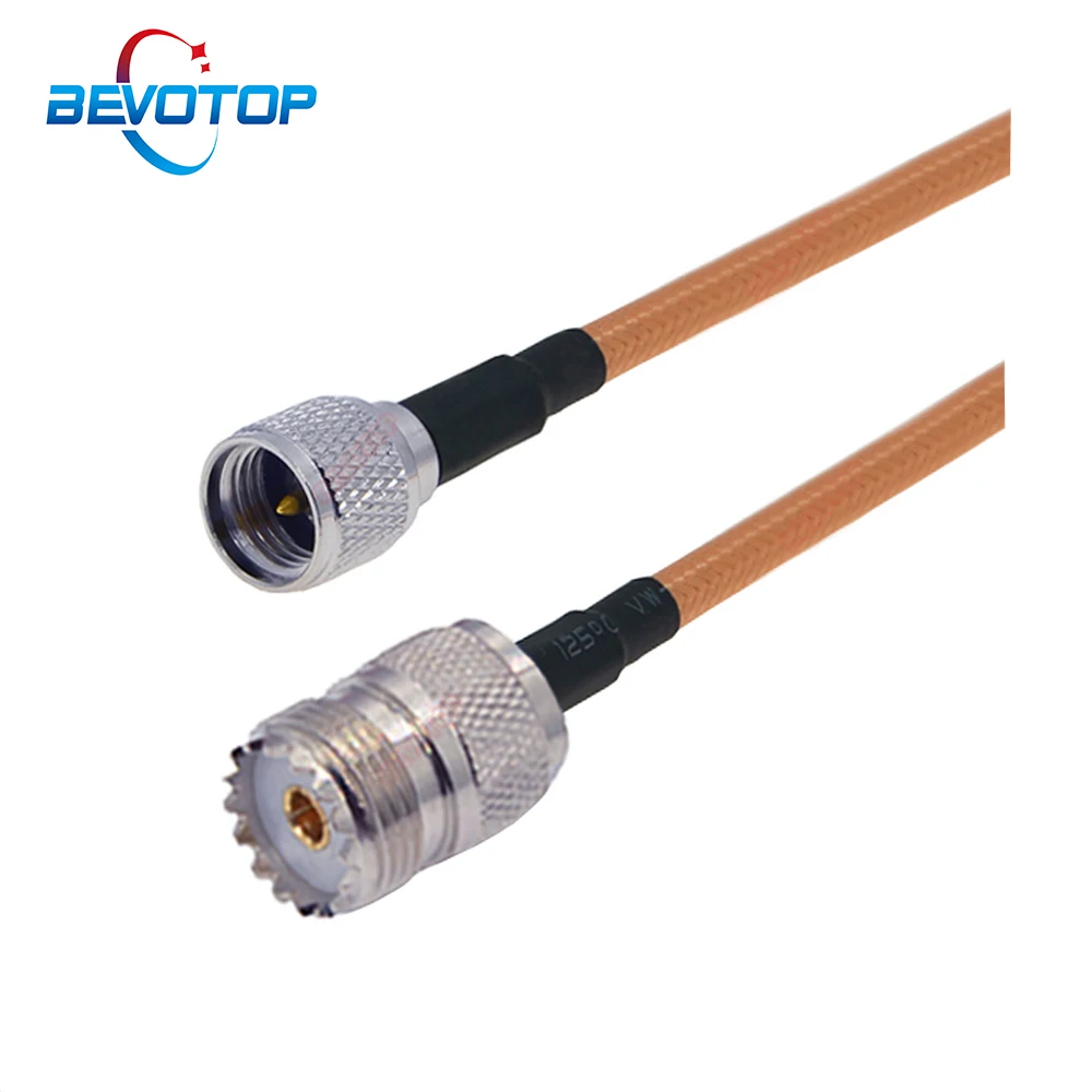 RG142 Cable UHF Female SO239 Jack to Mini UHF Male Plug 50-3 RF Coaxial Pigtail 50 Ohm Double Shielded Antenna Extension Jumper