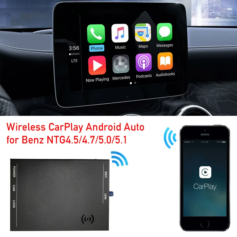 Car Screen Wireless CarPlay Decoder Box for Mercedes W166 W176 W205 W212 W218 W246 W207 W463 C207 C117 X156 X253 AndroidAuto Kit