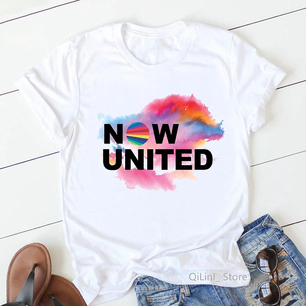 Watercolor Now United Group Tshirt Femme Fashion Graphic Tees Women Hip Hop T Shirt Summer Rock Shirt 00s K-Pop Tumblr Clothes