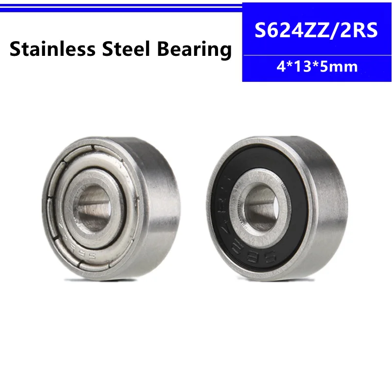 50/100/500pcs S624ZZ S624-2RS 4*13*5mm Stainless Steel Deep Groove Ball Bearing 4x13x5mm SB624ZZ s624 S624RS