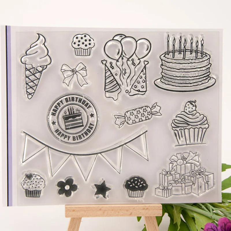 1Pc เค้กไอศกรีมซิลิโคนล้างแสตมป์ DIY Scrapbook Embossing Photo Album ตกแต่งยางแสตมป์ Art Handmade เครื่องเขียน