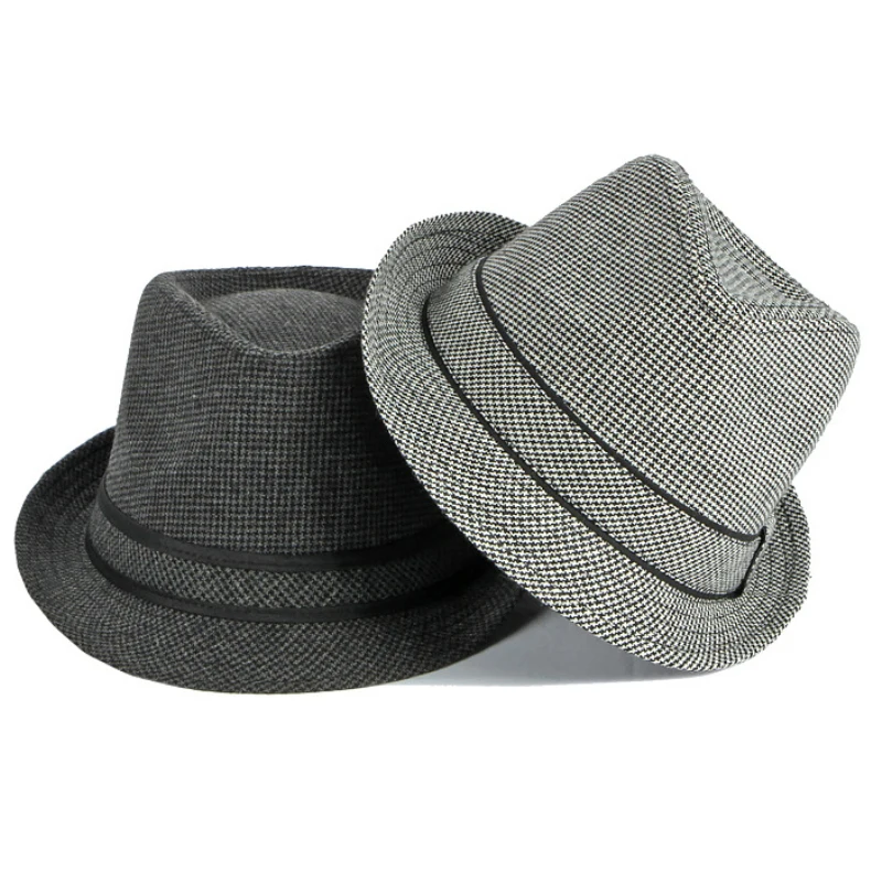 HT3956 2021 New Spring Autumn Hat Men Women Vintage Fedoras Retro Plaid Trilby Short Brim Fedora Hat Male Female Derby Jazz Hat