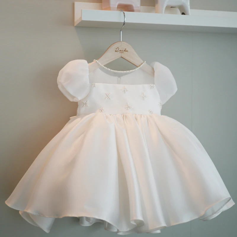 

Formal Kids Baby Girl Princess Dress Crystal Beads Lace 1st Birthday Wedding Party Clothes Infant Newborn First Communion Dress