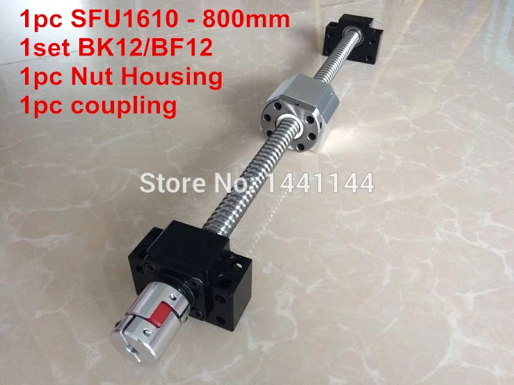 

1610 ballscrew set : SFU1610 - 800mm balls crew + 1610 Nut Housing + BK/BF12 Support + 6.35*10mm coupler