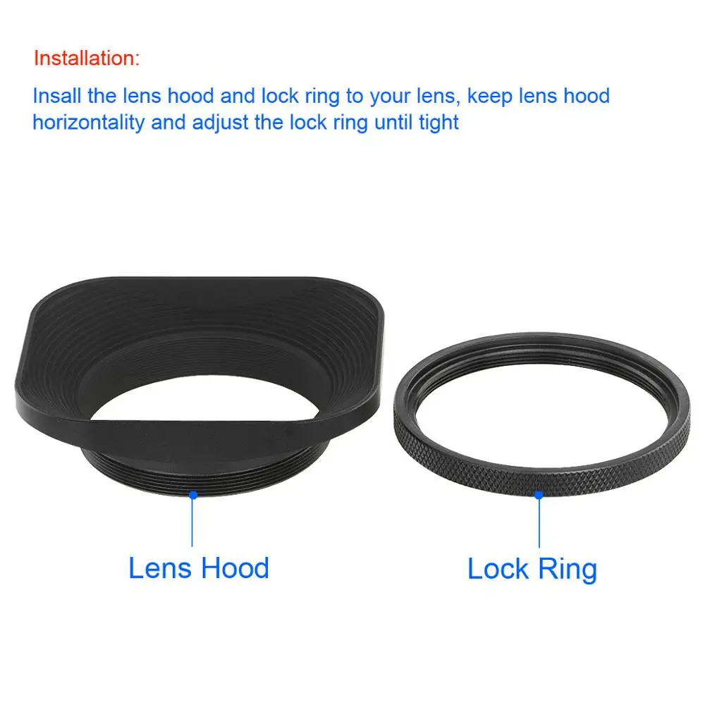 Haoge 58mm kwadratowa metalowa śruba w osłonie obiektywu i metalowa nakrętka są specjalnie zaprojektowane dla wszystkich soczewek 58mm lub nici filtracyjnej w kolorze czarnym