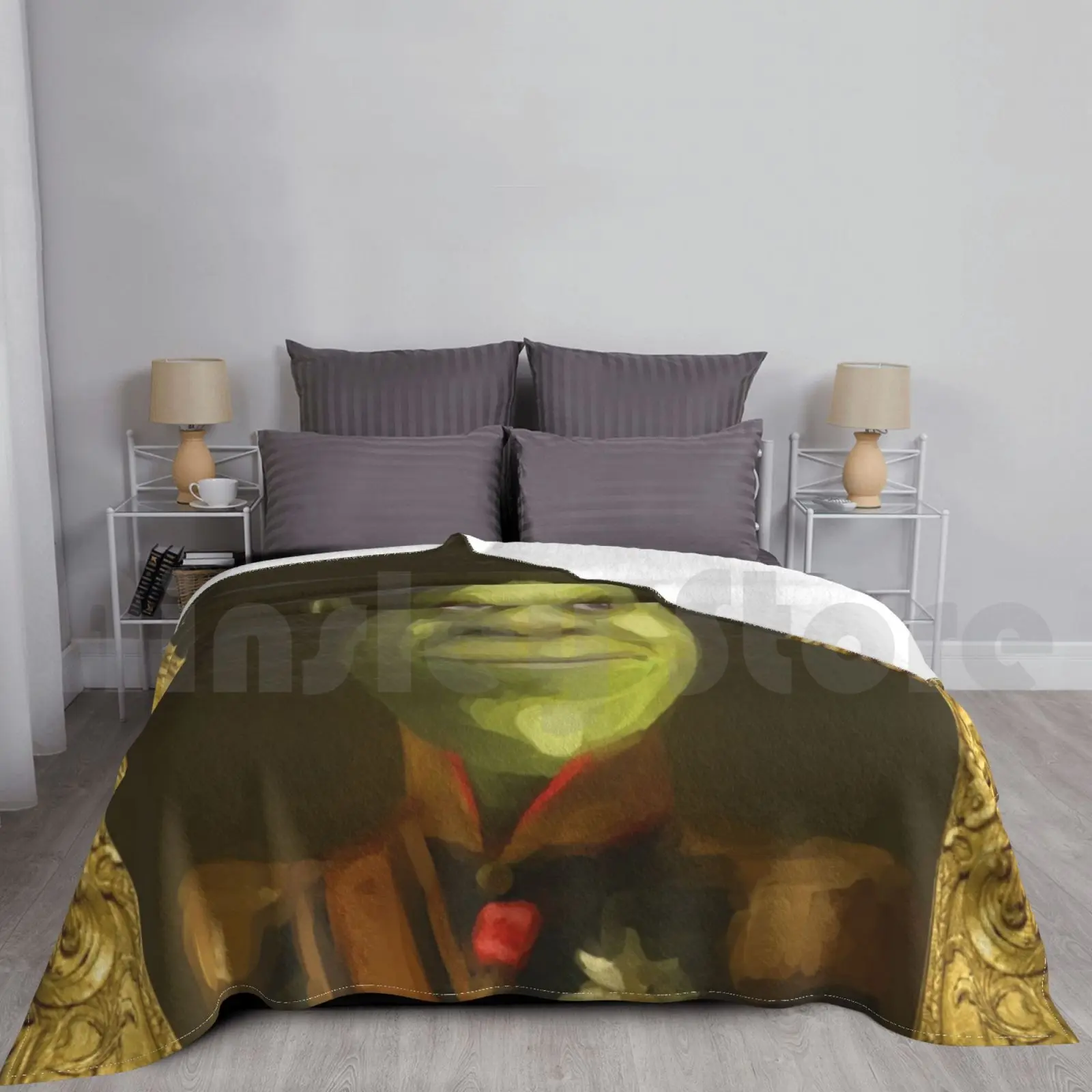 Blanket Colonel Shrek Hat Portrait Baroque Classical Gold Frame Gallery Shrek Shrek 2 Shrek The Third