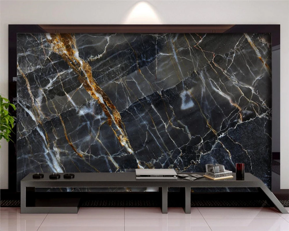 

Customized Wallpaper HD Gold Black Marble Landscape Mural Home Decoration Stone Background Hanging Painting 3d wallpaper