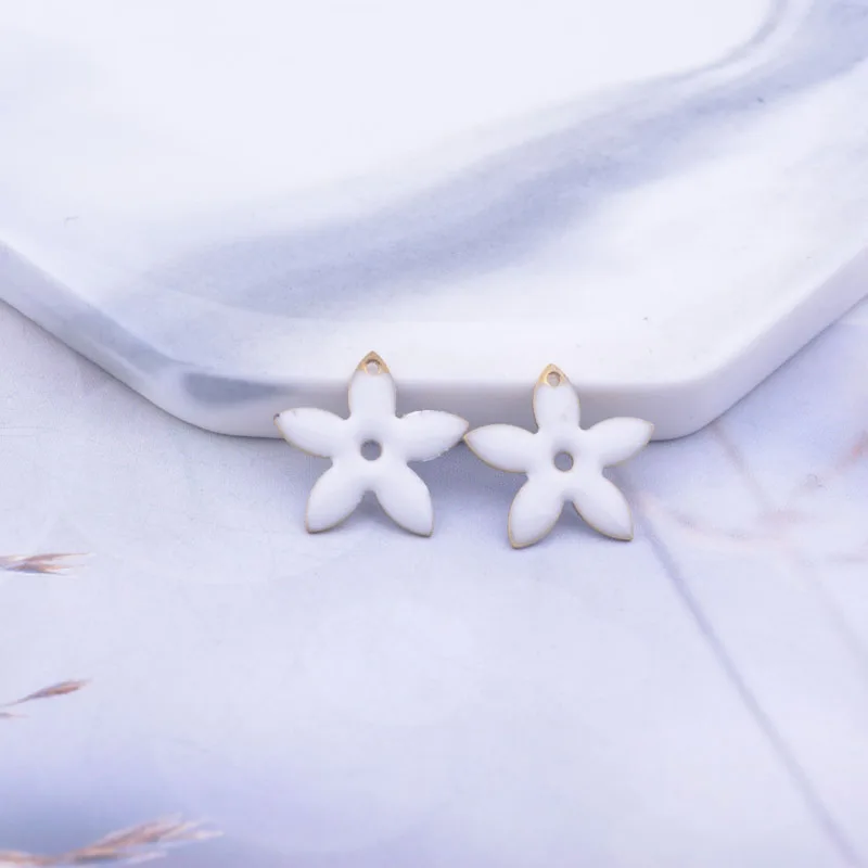 30 Stück 15mm Doppelseitige Emaille-Blumenanhänger Kupfer-Emaille-Anhänger DIY Ohrring Schmuckzubehör – Detail 9