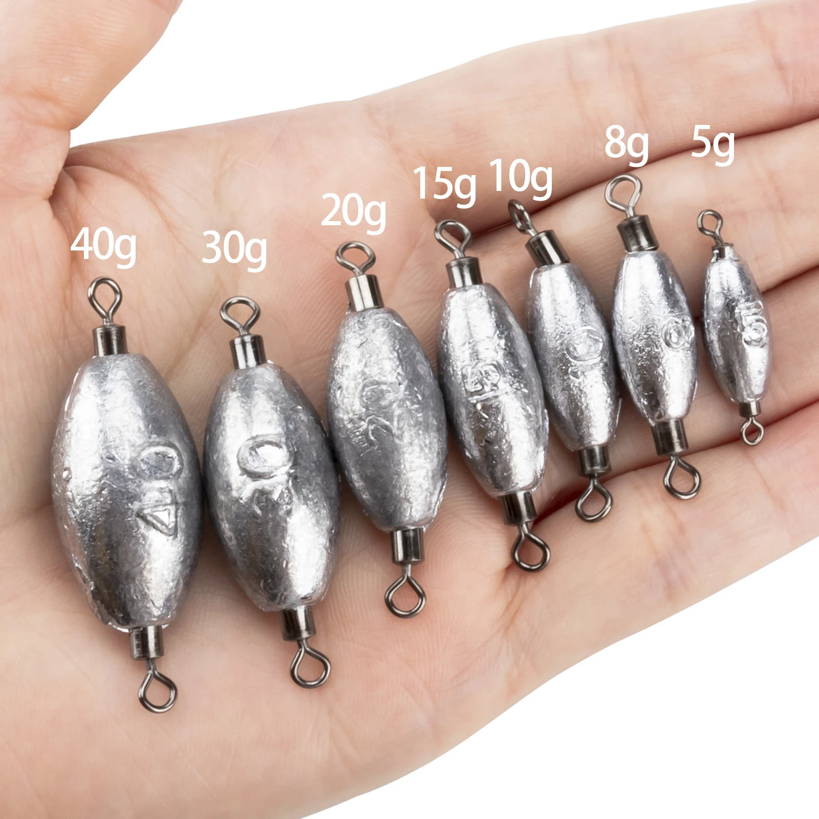 5pcs 20g Fishing Lead Sinkers 15g 30g 40g Egg Shape 360 Rotation Swivels Weight Sinker For Bass Fishing Accessories