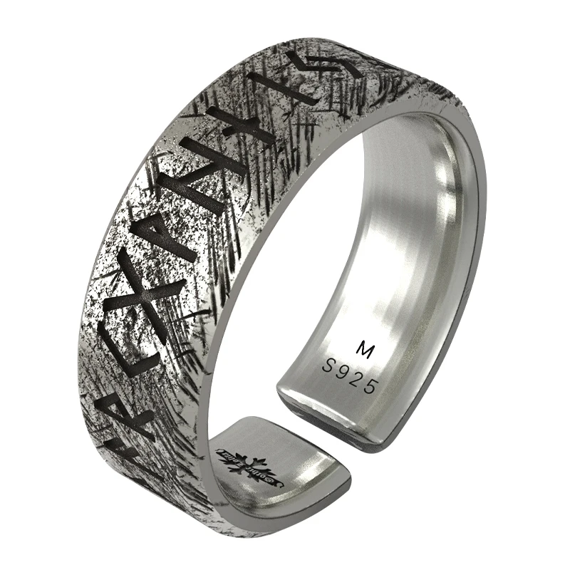 Nordic Mythology Viking Runes 925 Sterling Silver Ring