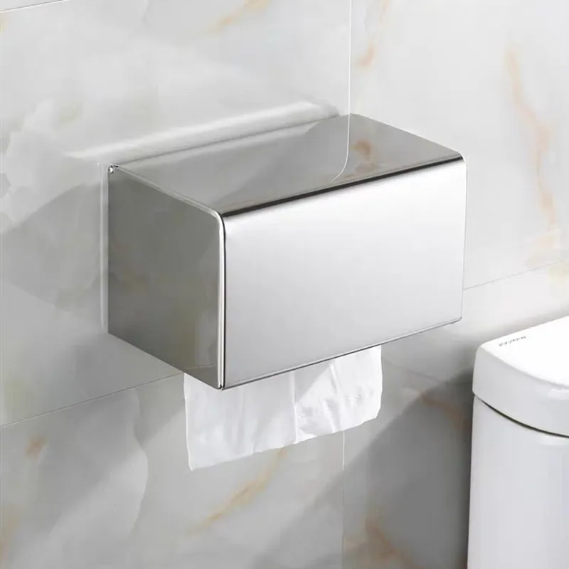 Soporte de papel higiénico de acero inoxidable dorado, accesorios de baño, estante de papel de rollo, soporte de toalla de papel impermeable, caja