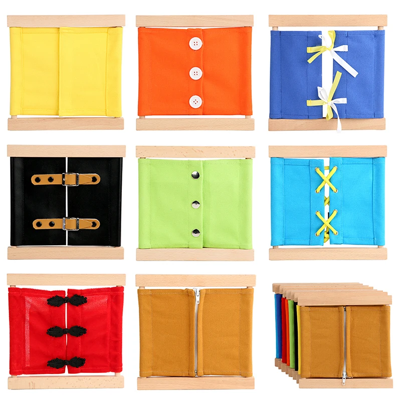 Zabawka dla dzieci Montessori Baby Dressing Frame Praktyczne życie Nauczanie Nauka Edukacyjne szkolenie dla przedszkolaków Lite drewno z tkaniną