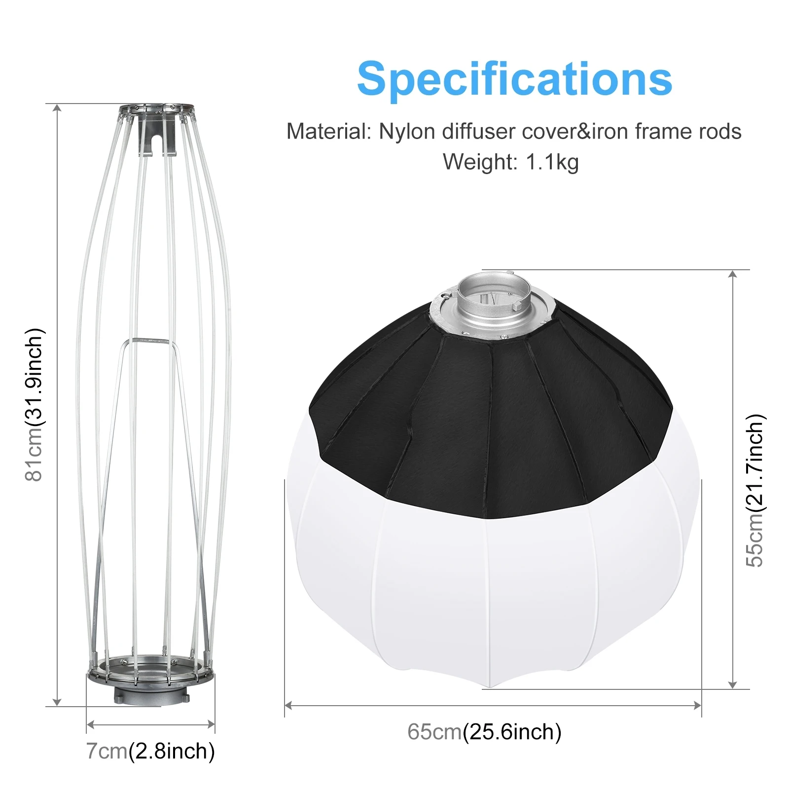 PULUZ 65cm Foldable Lantern Softbox SpeedLite Flash Light Foldable Diffuser Soft Box Spherical Diffuser Cover LED Light Box