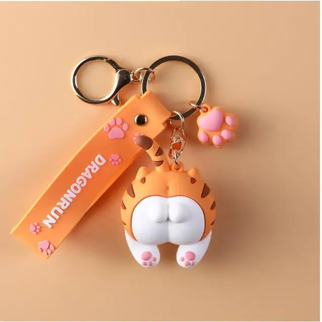 2022 The New 50pcs Cute Cat Butt Doll Keychain Cartoon Bag Pendant Key Ring Holder Chimmy Handbag Charm Keyring Pendant Wholesal