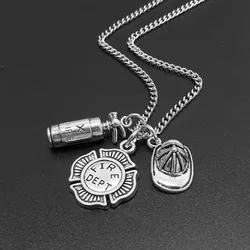 2021 Firefighter Pendant, Alternative Creativity, Fire Department, Combatant, Fire Extinguisher, Firefighter's Memorial Necklace