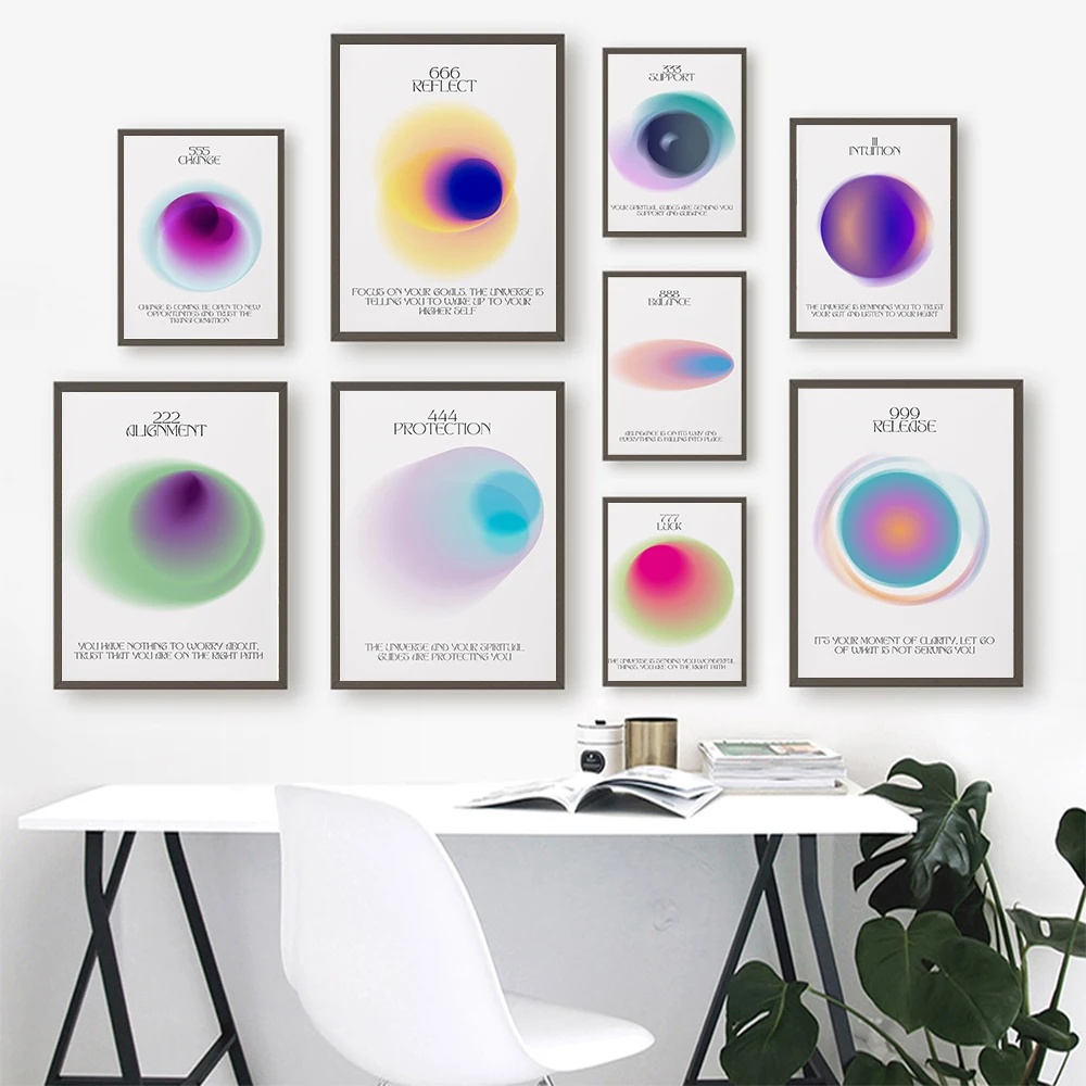 Aura Energy Poster Law Of Attraction Quote Art Print Abstract Gradient Canvas Painting Minimalist Wall Picture Living Home Decor