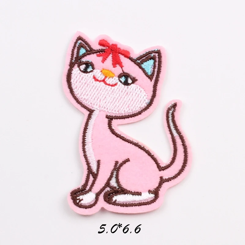 10pcs Cartoon Cat Patches Embroidered Iron On Animal Stickers Handmade Jeans Coats Pants Jackets Bags Sewing Appliques Badge