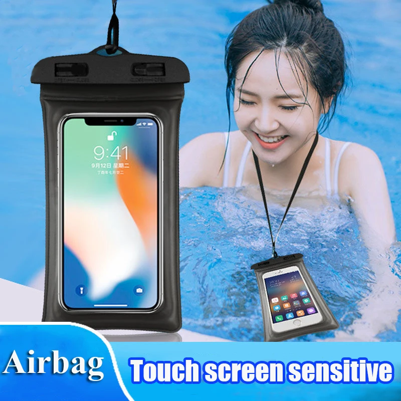 6.5\'\'Phone Waterproof Air Floating Swimming  Bag Underwater Phone Case for River Trekking Boating Diving Surfing Water Sports