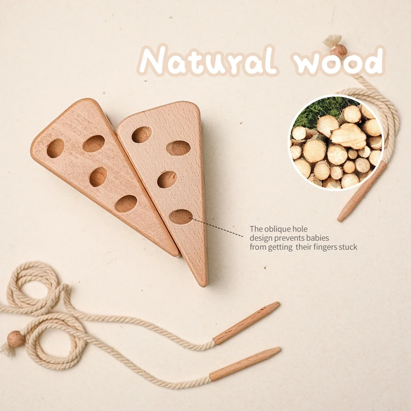 Baby Wooden Toy Cheese Threading Game Montessori Children Educational Block Toys 3D Puzzle Game Threading Toy For Gifts