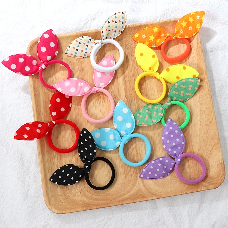 10Pcs Rabbit ear Hair ring Girl Cute Rubber band Elastic hair bands Baby Headwear Korean Children Hair Accessories Ornaments