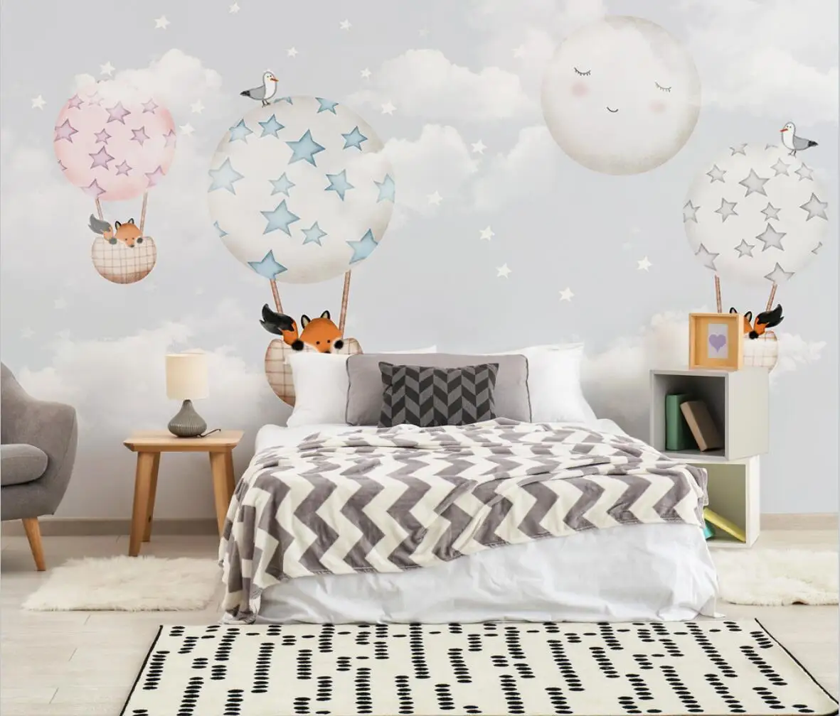 

beibehang custom mural wallpapers for living room Children's room hot air balloon wallpaper bedroom 3D cartoon mural wall paper