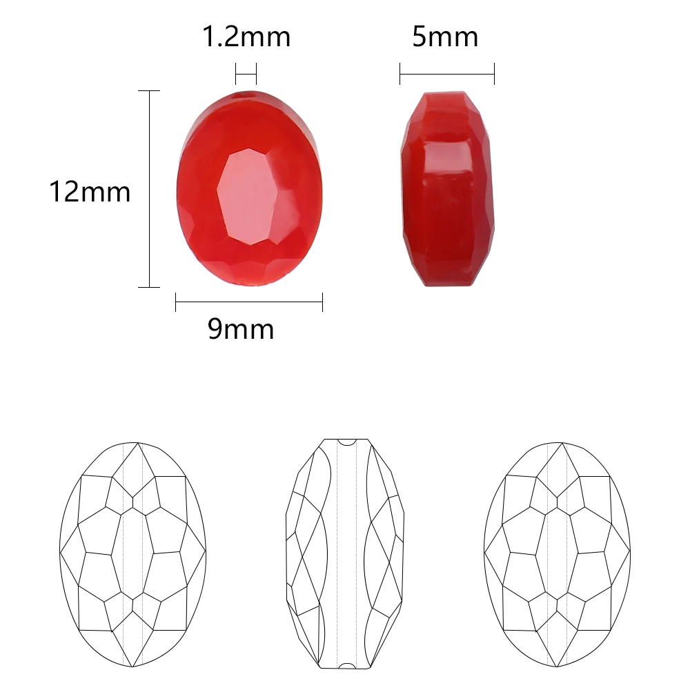 30 pz/lotto pendente di cristallo cinese all\'ingrosso 9x12mm perle ovali di vetro pietre di forma piatta per gioielli fai da te che fanno accessori