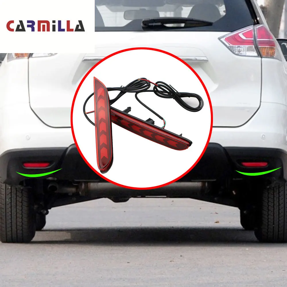 

Светодиодный светильник онарь заднего бампера Carmilla, задний фонарь s для Nissan Xtrail X-trail T32 Rogue 2014-2016, задний стоп-сигнал, 1 пара