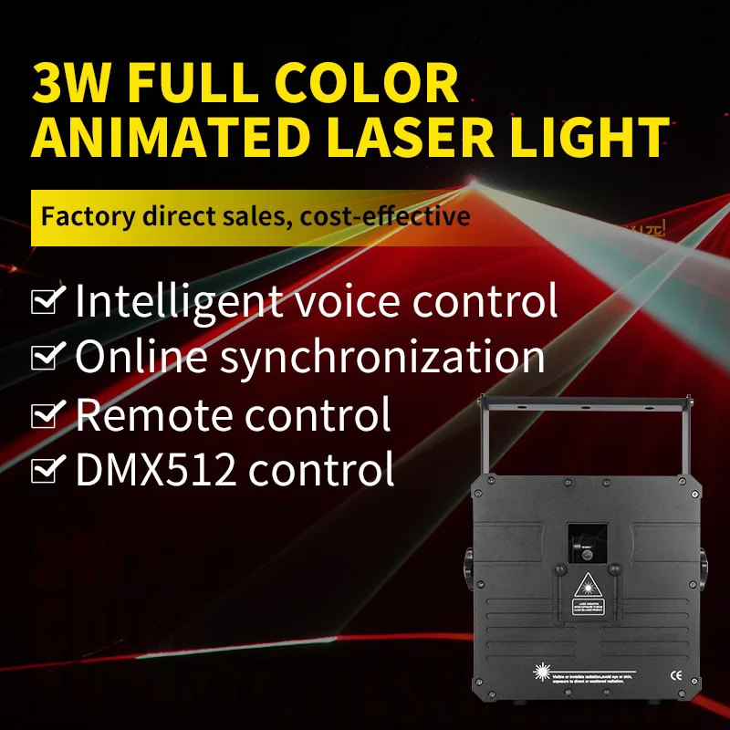 3W Rgb Stadium Laserlicht Dj Disco Laser Verlichting DMX512 Ilda Animatie Beam Laser Projector Voor Wedding Party Show