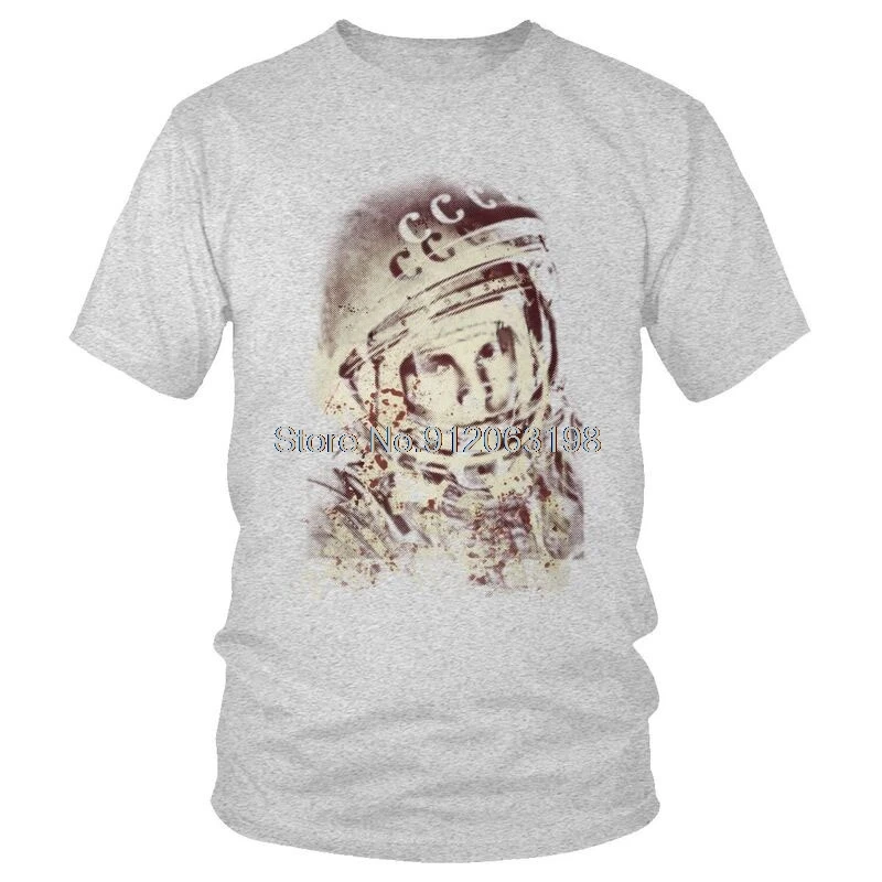 Yuri Vintage Gagarin T-shirt Men's Graphic T Shirt Short Sleeve  Cotton USSR Soviet Union Cosmonaut Tshirt Unique Tee Tops