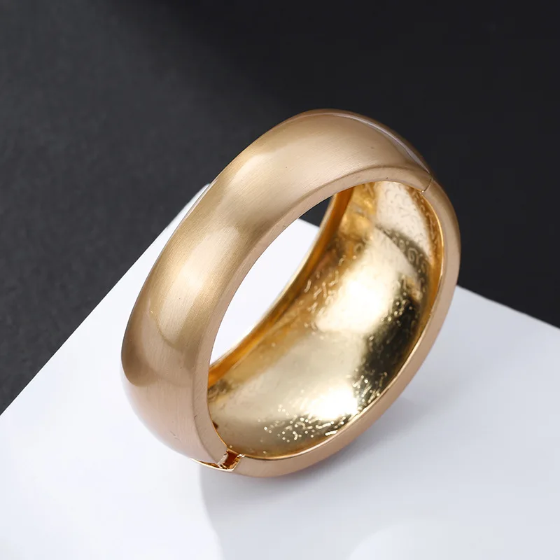 Wide Frosted Bangles Minimalist Gold Color Bracelets For Women Accessories Fashion Jewellery 2024