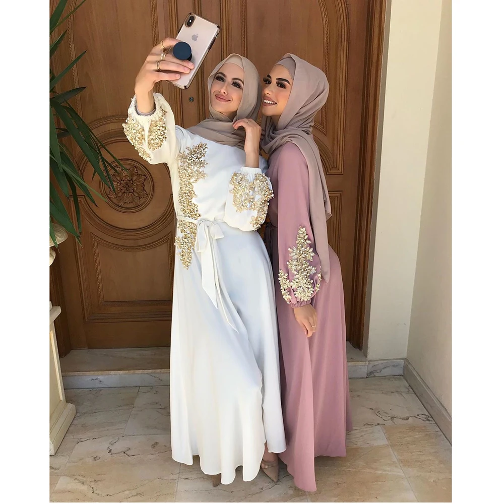 

Dubai Turkey Muslim Women Abaya Dress Islam Clothing Beading Dresses Kaftan Abayas Musulman 2024 Eid Ramadan Djellaba Morocco