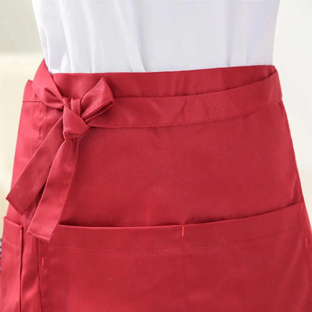 Unisex Kitchen Apron Solid Color Anti-oil Short Half Waist Apron Restaurant Server Waiter Tool Cleaning Women Men Apron