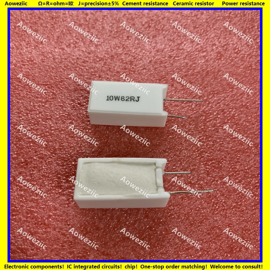 

10Pcs 10W82RJ RX27-5 Vertical Cement Resistance 10W 82 ohm 82R 82RJ 10W82R Ceramic Resistance precision 5% Power resistance