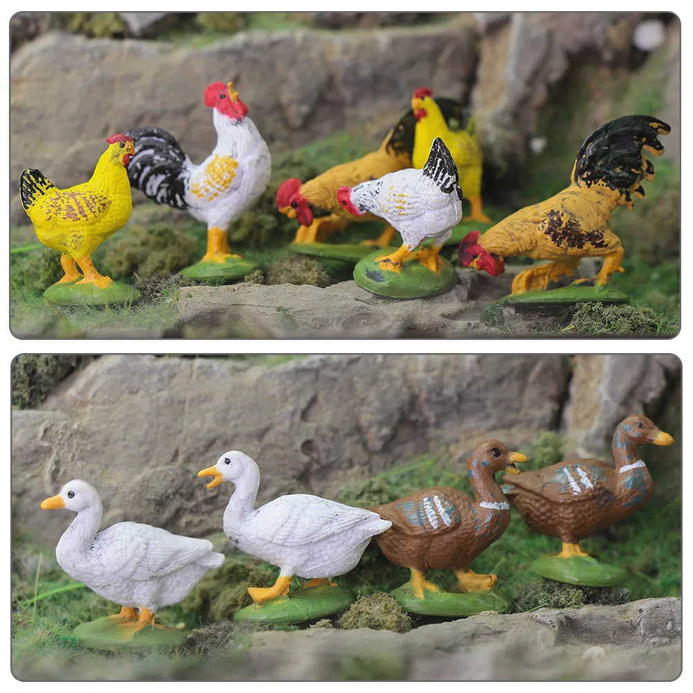 Evemodel 15pcs/30pcs 1:43 PVC Model Chicken Duck Hen Goose O Scale Poultry Domestic Fowl AN4304