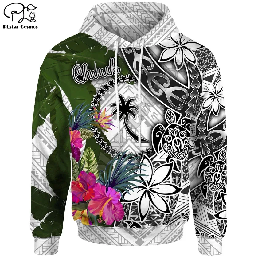 PLstar Cosmos 3DPrint Tribal Chuuk Polynesian Tropical Flowers Hibiscus Tattoos Harajuku Streetwear Funny Unisex Zip Hoodies-c4