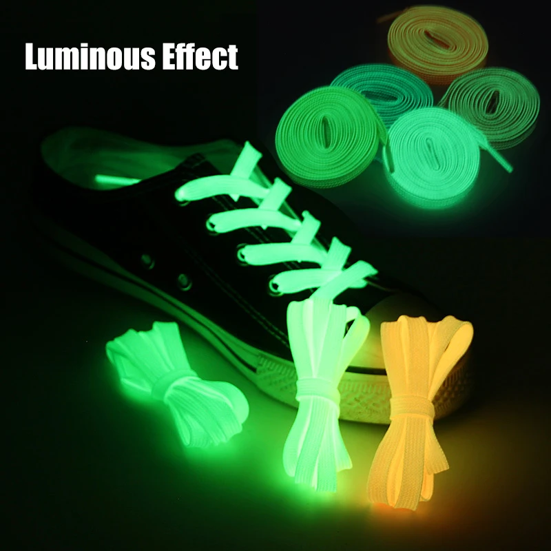 Luminous Shoelaces Flat Sneakers Canvas Shoe Laces Glow In The Dark Night Fluorescent Shoelace for Sports Shoes Reflective Laces