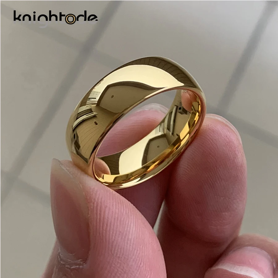 Classic Gold Color Wedding Band Tungsten Carbide Rings Women Men Engagement Gift Jewelry Dome Polished Finished Comfort Fit